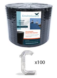 PVC Coated Solar Mesh Bird Deterrent - 30m Roll with 100 Black Clips