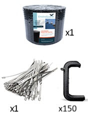 PVC Coated Mesh Bird Deterrent - 30m Roll 150 Black Clips & 20 SS Corner Ties