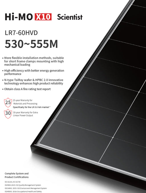 535W Hi-MO X10 Scientist HPBC Half Cell Bifacial Black Frame