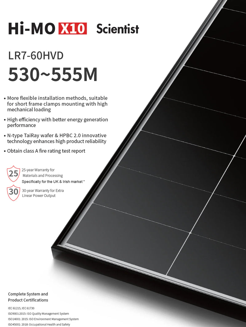 535W Hi-MO X10 Scientist HPBC Half Cell Bifacial Black Frame